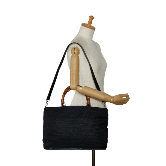 Gucci Nylon Bamboo Top Handle Bag  Canvas Handbag 002 2058 in Good condition - Picture 11 of 11